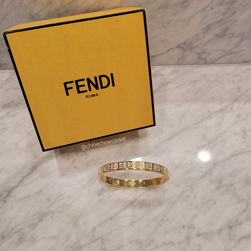 FENDI FF GOLD CRSYTAL BRACELET